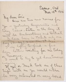 Letter, 18 March 1910