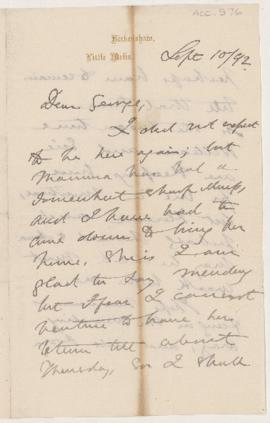 Letter, 10 September 1892