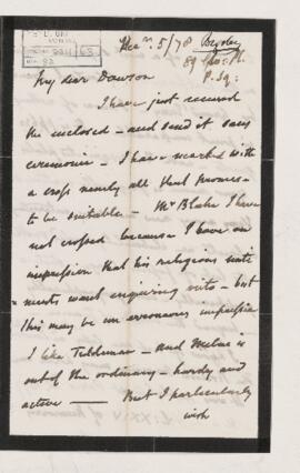 Letter, 5 December 1878