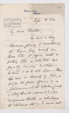 Letter, 3 September 1892