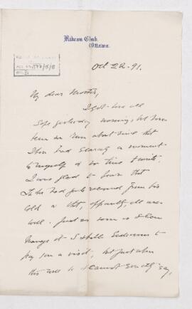 Letter, 22 October 1891