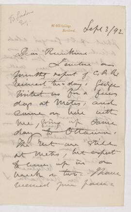 Letter, 3 September 1892