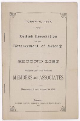 British Association for the Advancement of Sciences meeting, Toronto, 1897