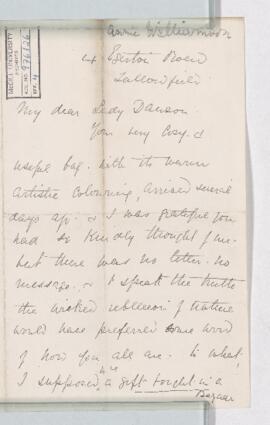 Letter from Annie Williamson