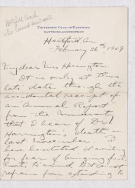 Letter, 26 February 1909