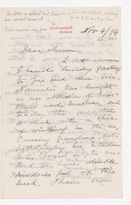 Letter, 4 November 1894