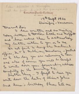 Letter, 13 September 1920