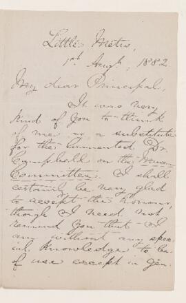 Letter, 1 August 1882