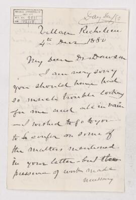 Letter, 4 December 1880