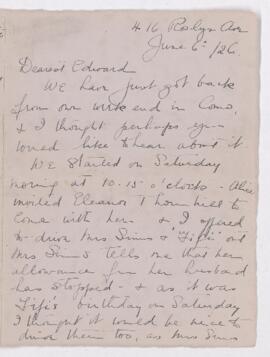 Letter, 6 June 1926