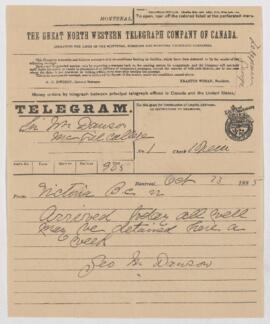 Telegram, 23 October 1885