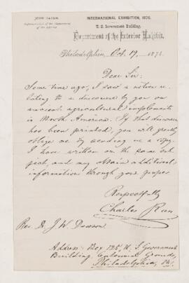 Letter, 19 October 1876