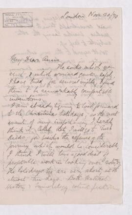 Letter, 20 and 24 November 1870