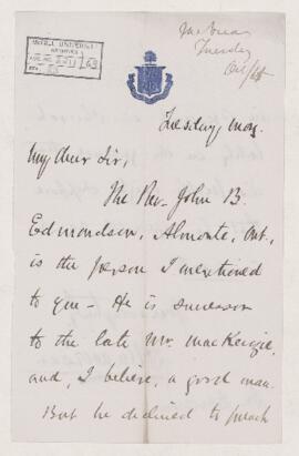 Letter, October 1865