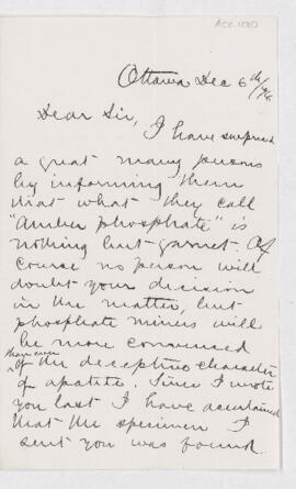 Letter from A. Holland to B.J. Harrington, written from Ottawa.