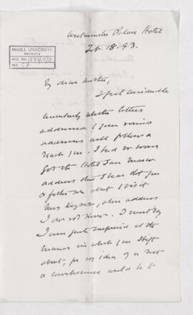 Letter, 18 February 1893