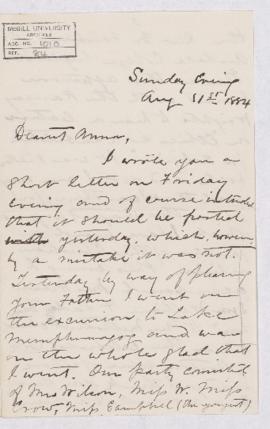 Letter, 31 August 1884