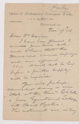 Letter, 17 November 1886