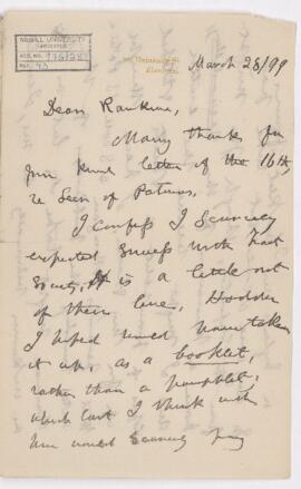 Letter, 28 March 1899