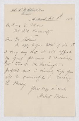 Letter to F. D. Adams, 5 February 1908