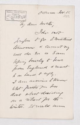 Letter, 11 November 1892