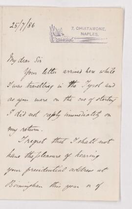 Letter, 25 July 1886