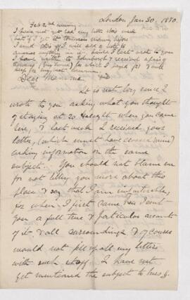 Letter, 30 January and 2 February 1870