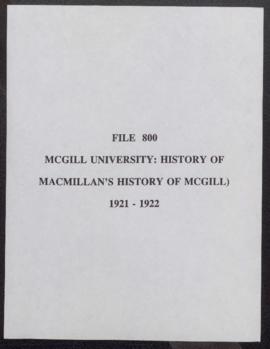 McGill University: History of MacMillan's History of McGill)