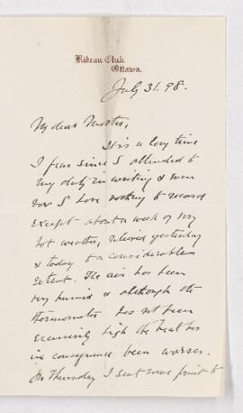 Letter, 31 July 1898