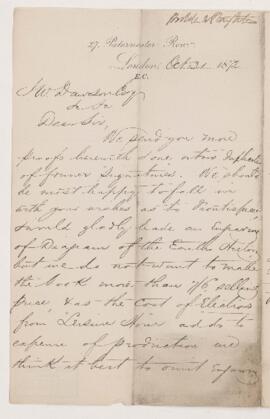 Letter, 31 October 1872