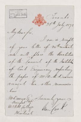 Letter, 26 July 1878