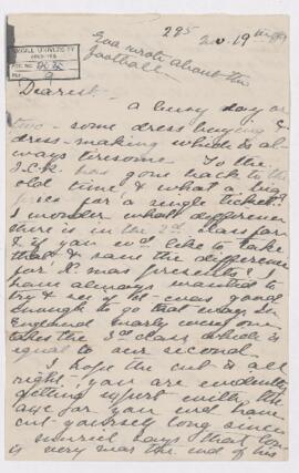 Letter, 19 November 1909