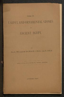 Notes on Useful and Ornamental Stones of Ancient Egypt. Being a Paper read before the Victoria In...