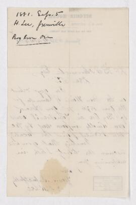 Letter from H.K. Lee to B.J. Harrington, written from Greenville.