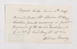 Receipt for account, June 11, 1849