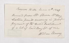 Receipt for account, June 11, 1849