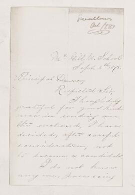 Letter, 4 September 1878
