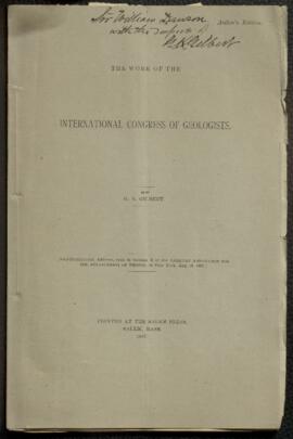 The work of the International Congress of Geologists