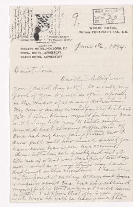 Letter, 1 June 1894