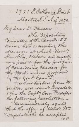 Letter, 3 August 1878