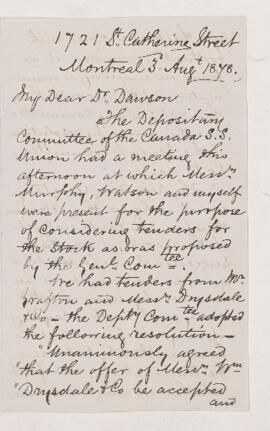 Letter, 3 August 1878