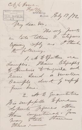 Letter, 17 July 1872