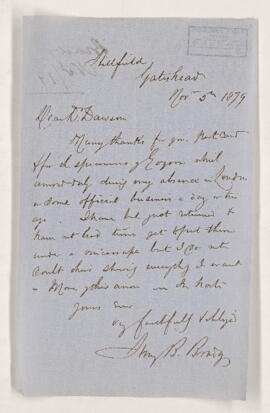 Letter, 5 November 1879