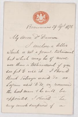 Letter, 29 August 1876