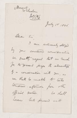 Letter, 1 July 1896
