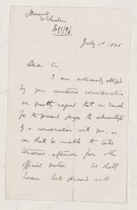 Letter, 1 July 1896