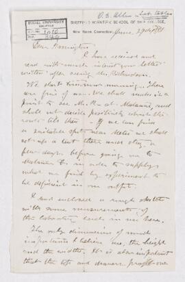 Letter from O.D. Allen to B.J. Harrington, written from New Haven (Conneticut).