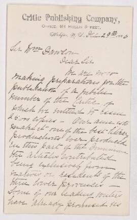 Letter, 29 December 1886