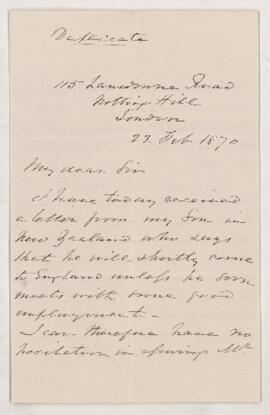 Letter, 22 February 1870