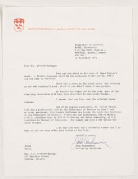 Letter, 24 September 1974